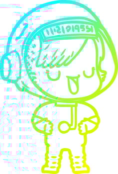 cold gradient line drawing cartoon astronaut woman vector