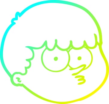 cold gradient line drawing cartoon male face vector