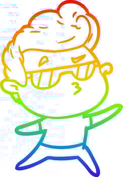 rainbow gradient line drawing cartoon cool guy vector