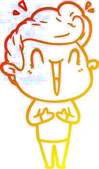 warm gradient line drawing cartoon excited man vector