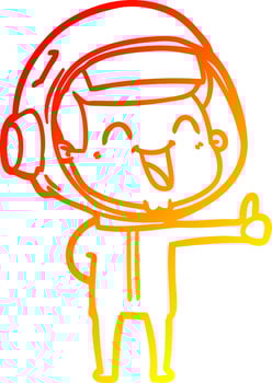 warm gradient line drawing happy cartoon astronaut vector