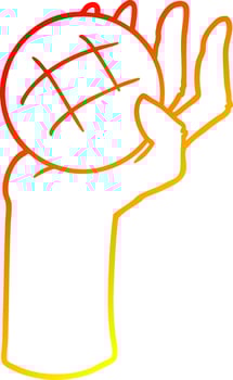 warm gradient line drawing cartoon hand throwing ball vector