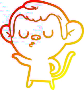 warm gradient line drawing cartoon monkey vector