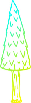cold gradient line drawing cartoon christmas tree vector