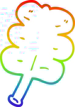 rainbow gradient line drawing cartoon autumnal leaf vector