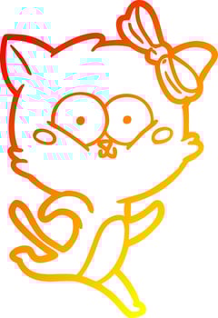 warm gradient line drawing cartoon cat vector