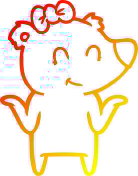 warm gradient line drawing female bear cartoon vector