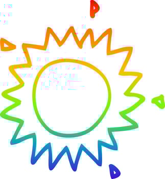 rainbow gradient line drawing cartoon sun vector