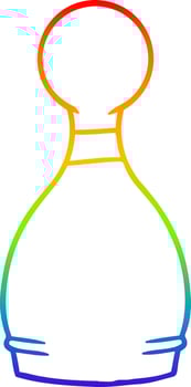 rainbow gradient line drawing cartoon bowling pin vector