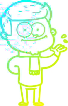 cold gradient line drawing cartoon happy man vector