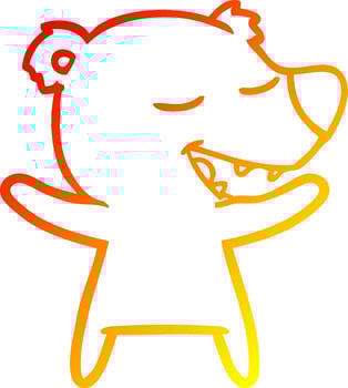 warm gradient line drawing cartoon bear vector