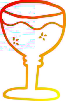 warm gradient line drawing cartoon red wine glass vector