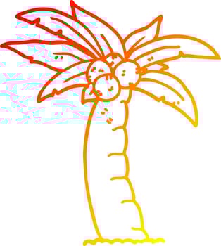 warm gradient line drawing cartoon palm tree vector