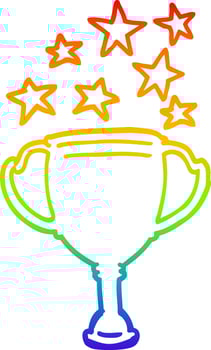 rainbow gradient line drawing cartoon sports trophy vector