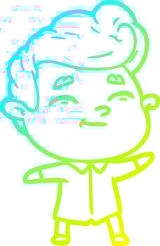 cold gradient line drawing happy cartoon man vector