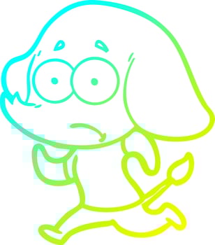 cold gradient line drawing cartoon unsure elephant running away vector