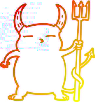 warm gradient line drawing cartoon little devil vector
