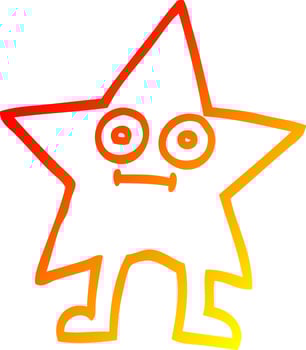 warm gradient line drawing cartoon star character vector