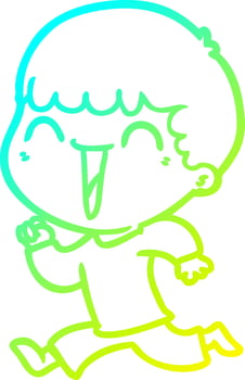 cold gradient line drawing cartoon happy man vector
