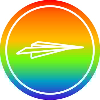 paper plane circular in rainbow spectrum vector