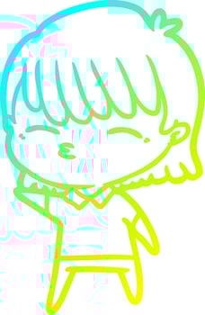 cold gradient line drawing cartoon woman vector