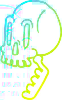 cold gradient line drawing cartoon green skull vector