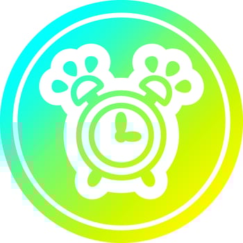 ringing alarm clock circular in cold gradient spectrum vector