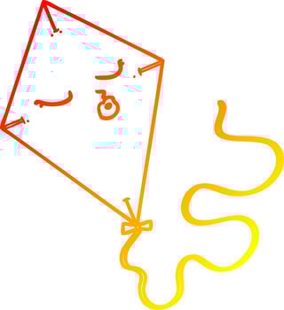 warm gradient line drawing cartoon kite vector