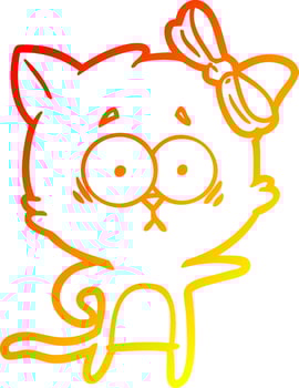 warm gradient line drawing cartoon cat vector