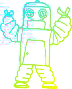 cold gradient line drawing cartoon robot vector