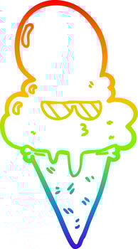 rainbow gradient line drawing cartoon cool ice cream vector