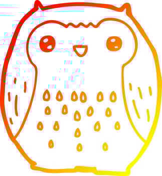 warm gradient line drawing cute cartoon owl vector