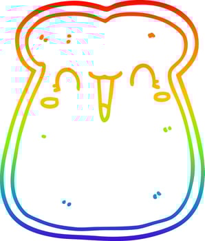 rainbow gradient line drawing cute cartoon slice of toast vector
