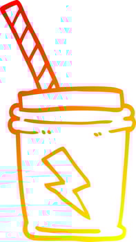 warm gradient line drawing cartoon take out drink vector