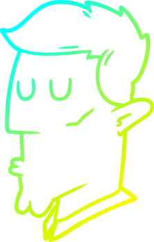 cold gradient line drawing cartoon serious man vector