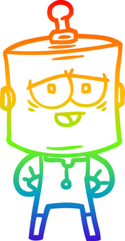 rainbow gradient line drawing cartoon robot vector