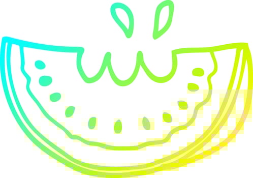 cold gradient line drawing cartoon watermelon vector