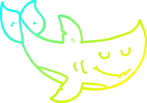 cold gradient line drawing cartoon shark vector