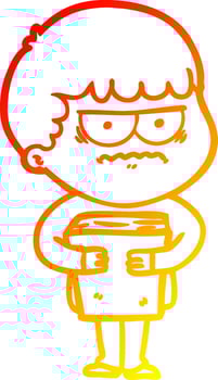 warm gradient line drawing cartoon annoyed man vector