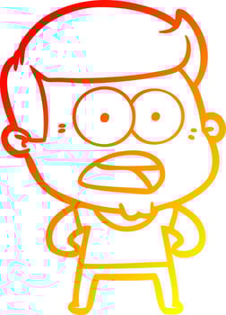 warm gradient line drawing cartoon shocked man vector