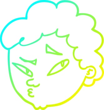 cold gradient line drawing cartoon suspicious man vector