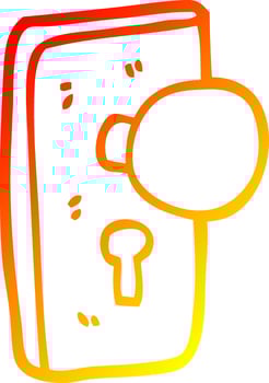 warm gradient line drawing cartoon door handle with keyhole vector