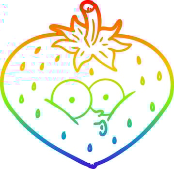 rainbow gradient line drawing cartoon strawberry vector