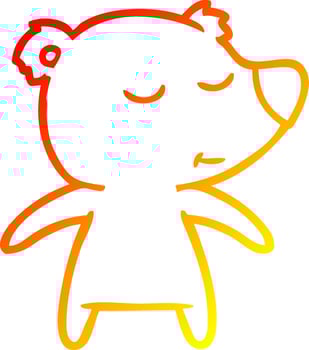 warm gradient line drawing happy cartoon bear vector