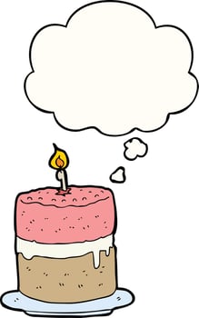 cartoon cake and thought bubble vector