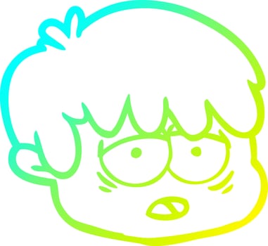 cold gradient line drawing cartoon male face vector