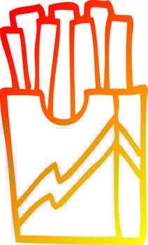 warm gradient line drawing cartoon fast food fries vector