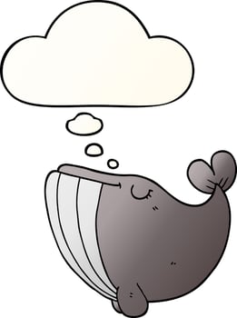 cartoon whale and thought bubble in smooth gradient style vector