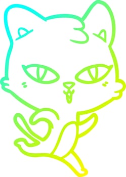 cold gradient line drawing cartoon cat vector