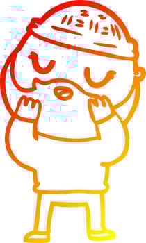 warm gradient line drawing cartoon man with beard vector